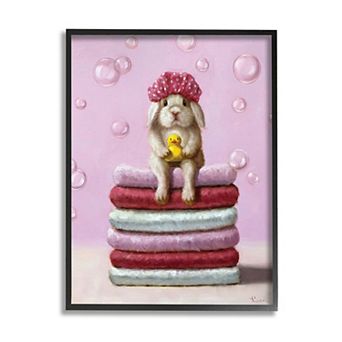 Stupell Home Decor Cute Baby Rabbit on Bath Towels Wall Art