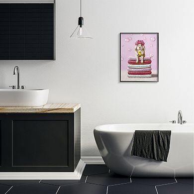Stupell Home Decor Cute Baby Rabbit on Bath Towels Soap Bubbles Wall Art