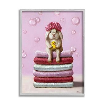 Stupell Home Decor Baby Rabbit on Bath Towels Wall Art