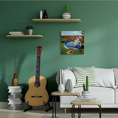 Stupell Home Decor French Bulldog Drinking Summer Pool Pet Humor Wall Art