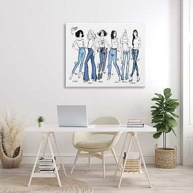 Girls Stupell Home Decor Denim By Decades Female Fashion Jeans Blue White Wall Art