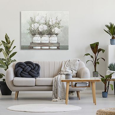 Stupell Home Decor Pristine Hydrangea Bouquets Thankful Grateful Blessed Sentiment Wall Art