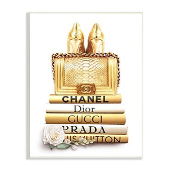 Stupell Home Decor Golden Fashion Purse Wall Art