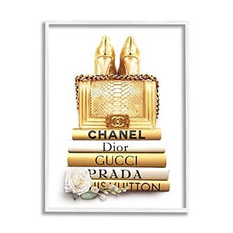 Stupell Home Decor Golden Fashion Purse Wall Art