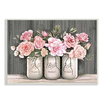 Stupell Home Decor Blossoming Pink Rose Bouquet Plaque Wall Art