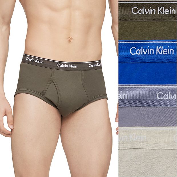 Men's 4-Pack Calvin Klein 100% Cotton Briefs Classic Fit CK Underwear  (G-B-G-R)