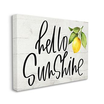 Stupell Home Decor Hello Sunshine Lemon Branch Canvas Wall Art