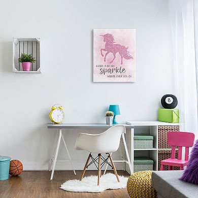 Girls Stupell Home Decor Leave A Little Sparkle Phrase Pink Shimmer Unicorn Wall Art