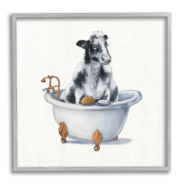 Stupell Home Decor Dairy Cow in Bathtub Wall Art