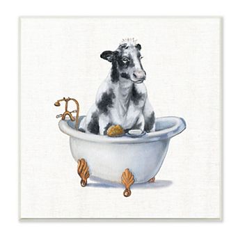 Stupell Home Decor Dairy Cow in Bathtub Framed Wall Art