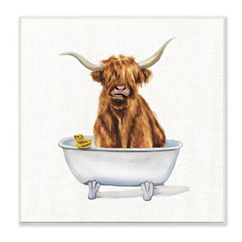 Stupell Home Decor Cattle in Bathtub Wall Art