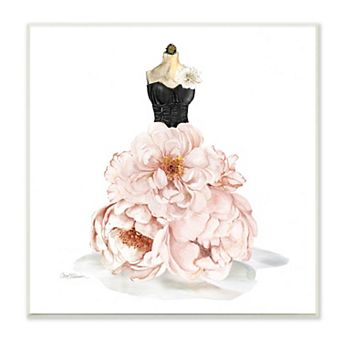 Stupell Home Decor Pink Peonies Floral Dress Plaque Wall Art