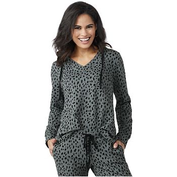 DressBarn Women's DB Sunday Animal French Terry Knit Hoodie