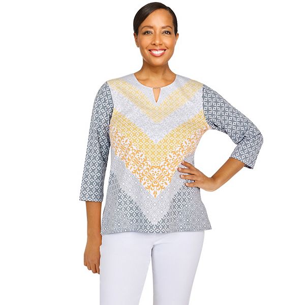 Plus Alfred Dunner Geometric Chevron Knit Top