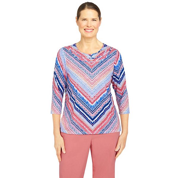 Petite Alfred Dunner Textured Chevron Knit Top