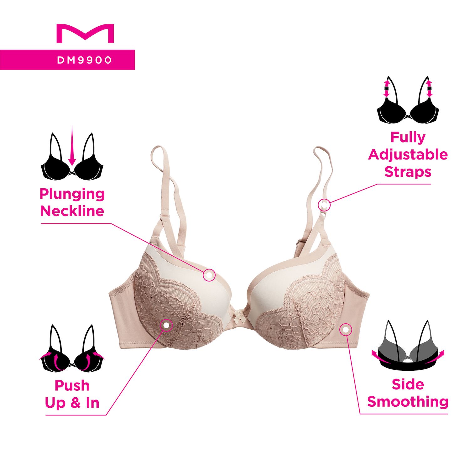 Maidenform Love The Lift Push-up Senza Spalline Donna