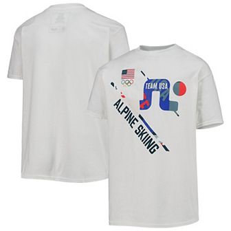 Youth White Team USA Skiing Scattered Swatch T-Shirt
