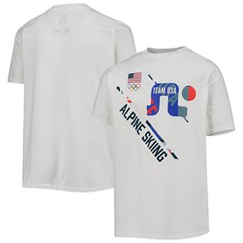 Youth White Team USA Skiing Scattered Swatch T-Shirt