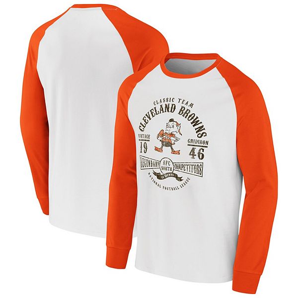 Men's NFL x Darius Rucker Collection by Fanatics White/Orange Cleveland  Browns Vintage Raglan Long Sleeve T-Shirt