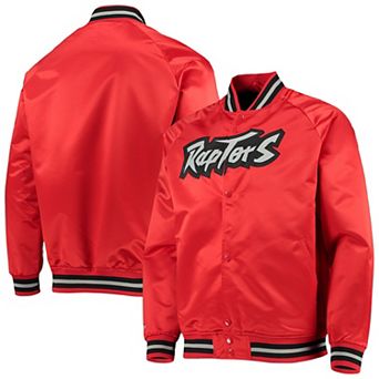 Men's Mitchell & Ness Red Toronto Raptors Hardwood Classics Satin Full-Snap Raglan Jacket