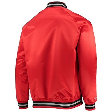 Men's Mitchell & Ness Red Toronto Raptors Hardwood Classics Satin Full-Snap Raglan Jacket