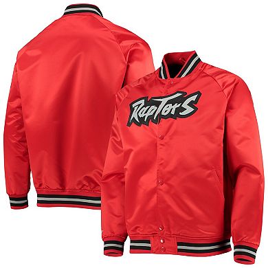 Men's Mitchell & Ness Red Toronto Raptors Hardwood Classics Satin Full-Snap Raglan Jacket