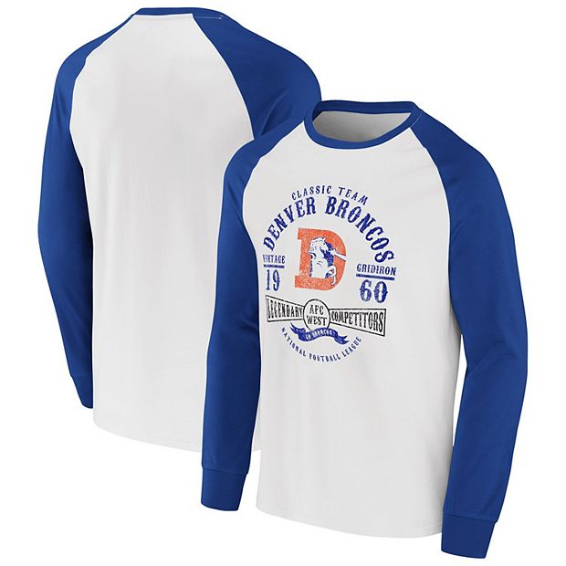 Men's Fanatics Branded Royal Denver Broncos Throwback Long Sleeve T-Shirt Size: Small