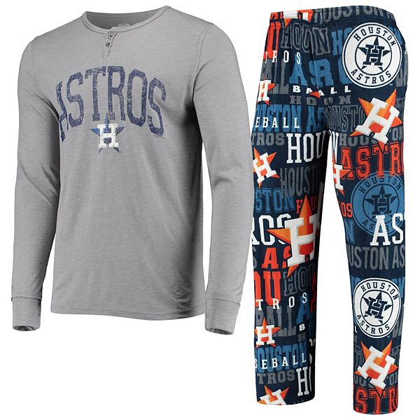 Men's Atlanta Braves Concepts Sport Navy/Charcoal Ensemble Slub Long Sleeve  T-Shirt and Allover Pants