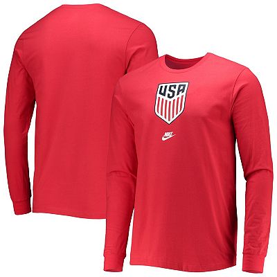 Men s Nike Red US Soccer Evergreen Crest Long Sleeve T Shirt