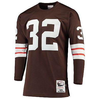 Men's Mitchell & Ness Jim Brown Brown Cleveland Browns 1964 Authentic Throwback Retired Player Jersey