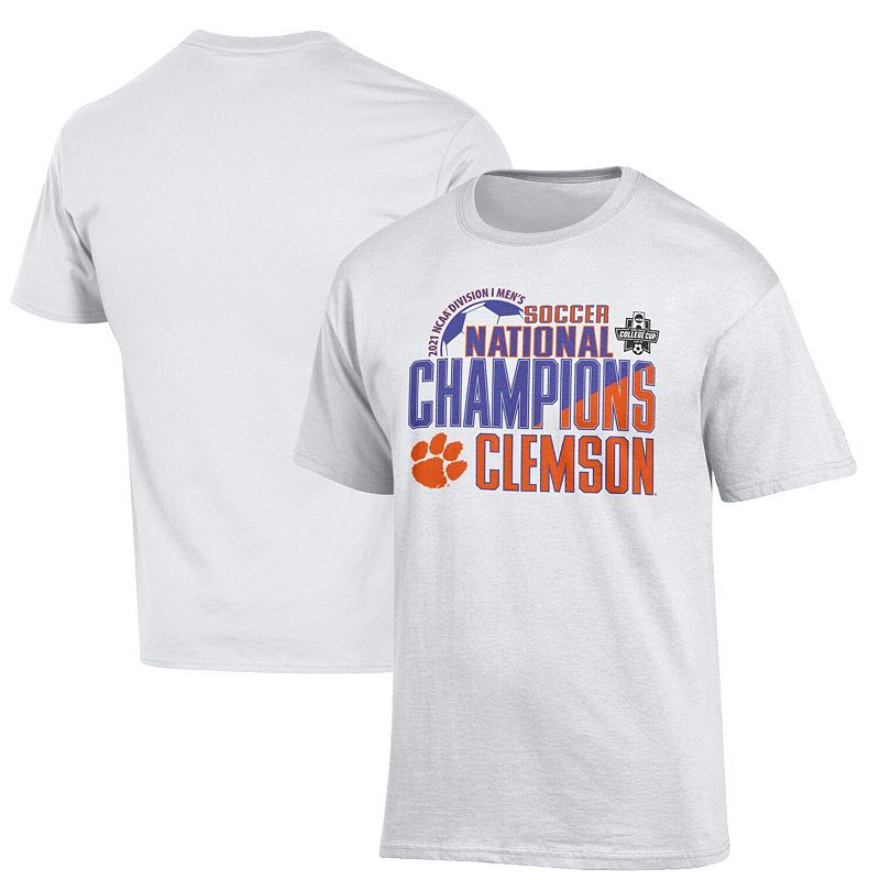 UPC 196634021679 product image for Men's Champion White Clemson Tigers 2021 NCAA Men's Soccer National Champions T- | upcitemdb.com