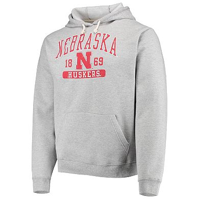 Men's League Collegiate Wear Heathered Gray Nebraska Huskers Volume Up Essential Fleece Pullover Hoodie