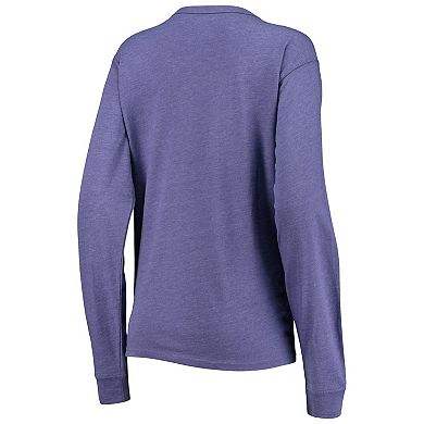 Women's League Collegiate Wear Heathered Purple LSU Tigers Seal Victory Falls Oversized Tri-Blend Long Sleeve T-Shirt