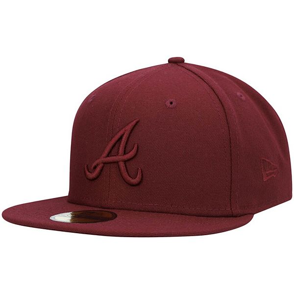 Atlanta Braves New Era Fitted Hat Burgundy in Color - Depop