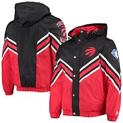 Men's Fanatics Branded Black/Red Toronto Raptors Anorak Block Party  Windbreaker Half-Zip Hoodie Jacket