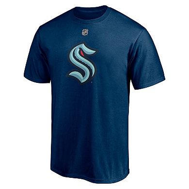 Men's Fanatics Branded Philipp Grubauer Deep Sea Blue Seattle Kraken Authentic Stack Name & Number T-Shirt