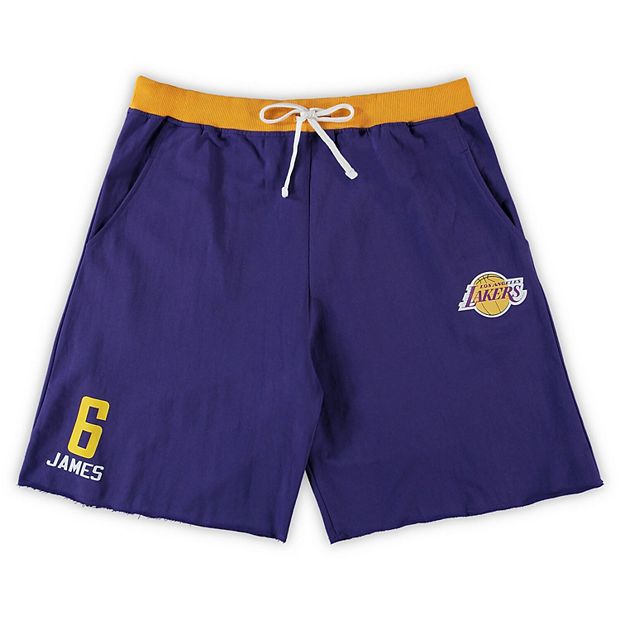 Men's LeBron James Purple Los Angeles Lakers Big & Tall French Terry Name &  Number Shorts