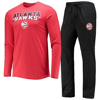 Men's Concepts Sport Black/Red Atlanta Hawks Long Sleeve T-Shirt & Pants Sleep Set