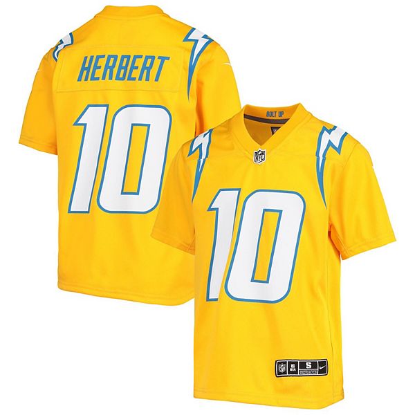 Youth Nike Justin Herbert Gold Los Angeles Chargers Inverted Team Game  Jersey