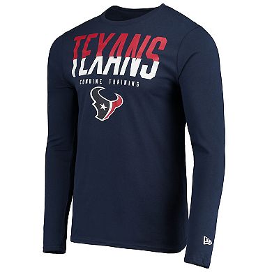 Men's New Era Navy Houston Texans Combine Authentic Split Line Long Sleeve T-Shirt