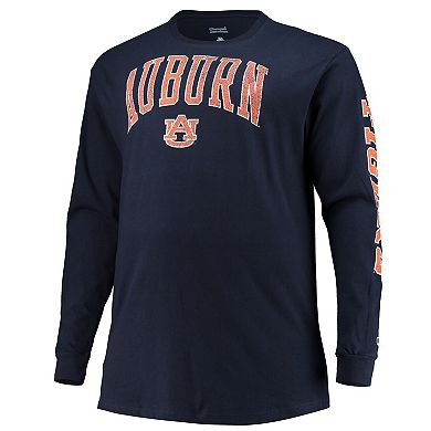 Men's Champion Navy Auburn Tigers Big & Tall 2-Hit Long Sleeve T-Shirt