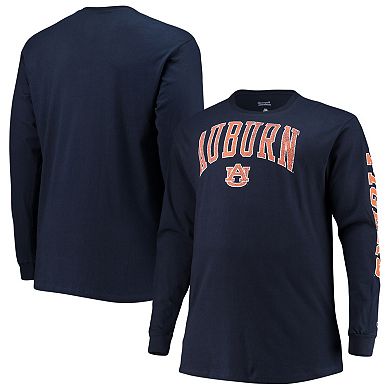 Men's Champion Navy Auburn Tigers Big & Tall 2-Hit Long Sleeve T-Shirt