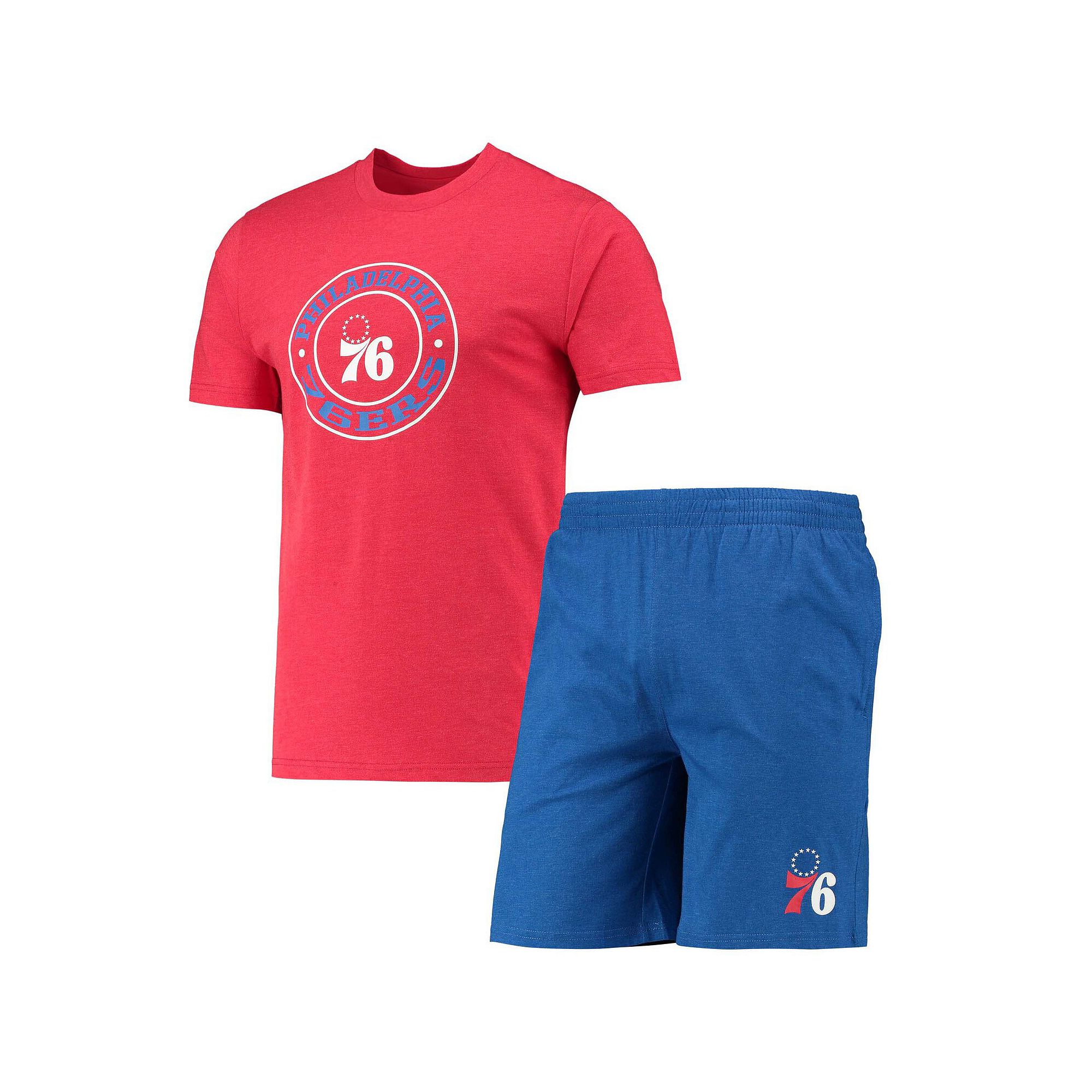 Mens Concepts Sport Royal/Red Philadelphia 76ers T-Shirt & Shorts Sleep Se