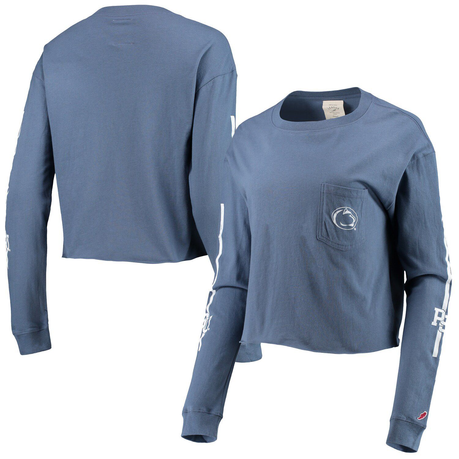 Image for Unbranded Women's League Collegiate Wear Navy Penn State Nittany Lions Clothesline Cotton Midi Crop Long Sleeve T-Shirt at Kohl's.