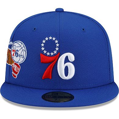 Men's New Era Royal Philadelphia 76ers City Cluster 59FIFTY Fitted Hat