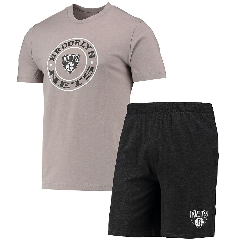 Mens Concepts Sport Black/Gray Brooklyn Nets T-Shirt & Shorts Sleep Set, S