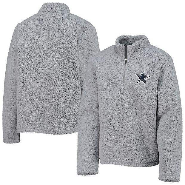 Girls Youth Gray Dallas Cowboys Corinne Sherpa Quarter-Zip Sweatshirt