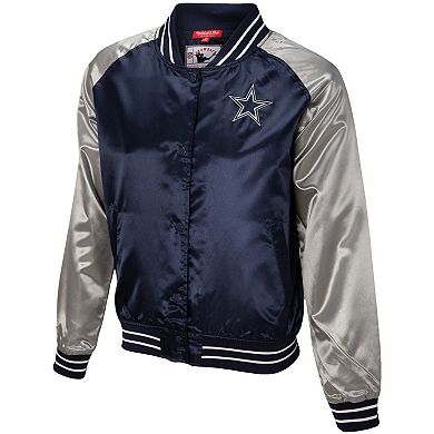 Women's Mitchell & Ness Navy Dallas Cowboys Team 2.0 Satin Raglan Full-Snap Jacket