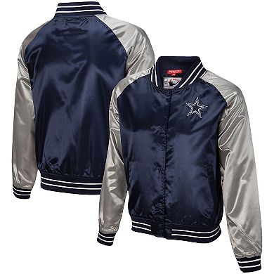 Women's Mitchell & Ness Navy Dallas Cowboys Team 2.0 Satin Raglan Full-Snap Jacket