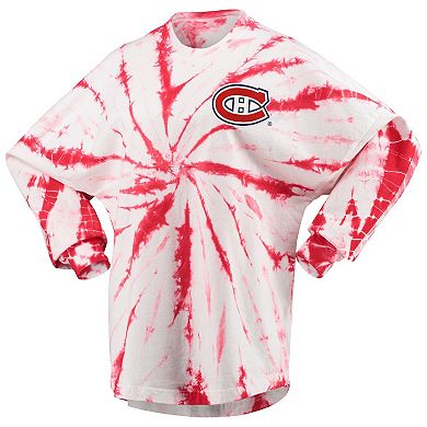 Women's Red Montreal Canadiens Spiral Tie-Dye Long Sleeve T-Shirt